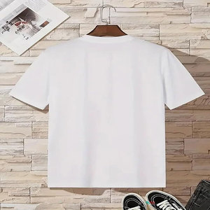 เสื้อยืดผู้ชายผ้าฝ้ายแท้คุณภาพสูง ทรงหลวมสไตล์เรโทร แขนตกไหล่ คอกลม แขนสั้น - Product Image 3