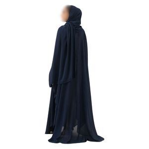 Muslim Abaya Double Layer Chiffon Maxi Hand Beaded Couture Batwing Sleeve <b>Loose</b> <b>Dress</b> Women's Abaya - Product Image 2