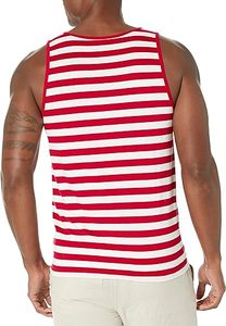 Débardeur sans manches pour homme, rayé rouge et blanc, col rond, tricoté, style décontracté - Product Image 3