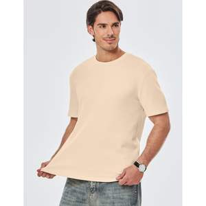 2025 Men's Casual T-<b>Shirt</b> Solid Color Crewneck Stretch Short Sleeve <b>Waffle</b> Knit Tees Screen Printed Pure Cotton 200g Fabric - Product Image 3