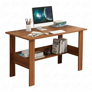 Bureau d'ordinateur moderne en bois avec étagère de rangement à un niveau, table d'étude pour ordinateur portable, poste de travail pour la maison, le bureau ou les étudiants - Product Image 2
