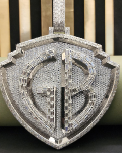 Shield Shape VVS Moissanite <b>Pendant</b> HipHop <b>Pendant</b> Custom Iced Out 925 <b>Silver</b> <b>Pendant</b> Luxury <b>Initial</b> Latter Name <b>Pendant</b> For Him - Product Image 1
