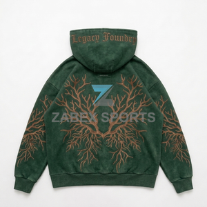 Sudadera con capucha de algodón prémium OEM ODM con cremallera frontal y pedrería, estilo casual urbano, ropa de invierno para hombre, venta al por mayor - Product Image 2