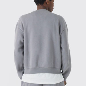 Sweat-shirt gris à col rond pour homme, coupe classique, couleur unie, coton French Terry, pull décontracté, vêtements d'automne et d'hiver, streetwear - Product Image 6