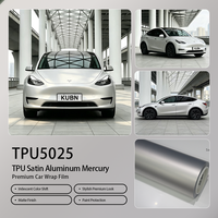 Film de covering automobile TPU Satin Aluminium Mercury 7,5 MIL d'épaisseur, anti-jaunissement, résistant aux rayures, haute performance, vente en gros