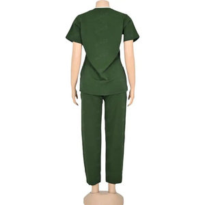 Ensemble de blouses et pantalons verts pour femmes, uniforme d'hôpital à manches courtes, en coton et polyester tissé, détection par radiofréquence - Product Image 4