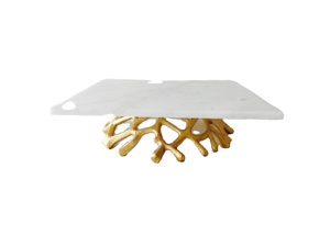 Animal corne d'or décorative ronde en marbre stand de gâteau - Product Image 2