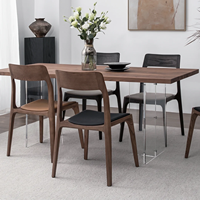 Chaise de salle à manger pliable moderne en bois avec siège en similicuir, design mi-siècle pour la maison, le bureau et l'appartement