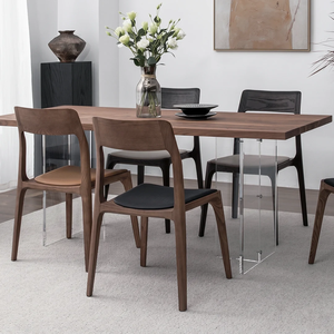 Modern Foldable Wood <b>Dining</b> <b>Chair</b> with Faux Leather Seat <b>Midcentury</b> Design for Home Office & Apartment - Product Image 4