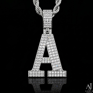 Collier unisexe plaqué argent or rose/or avec pendentif lettre A en moissanite style hip-hop et breloque effet glaçon - Product Image 4