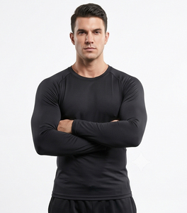 T-shirt de compression pour homme à manches longues, coupe ajustée, col rond, sous-vêtement de sport amincissant pour l'entraînement - Product Image 3