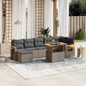 Juego de Sofás de Jardín de Ratán PE Gris con Reposabrazos Ajustables Grandes, Muebles de Exterior Premium con Asientos Cómodos - Product Image 1