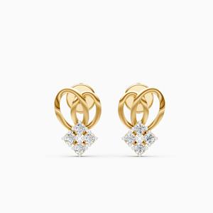 Boucles d'oreilles clous en diamant de laboratoire de 0,15 ct, serti en grappe entrelacée, en or jaune, blanc et rose 9 carats - Product Image 3