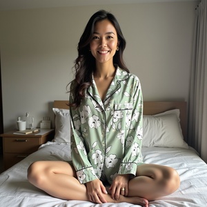 Pijama de camisa y pantalones cortos verdes de algodón ligero para mujer, transpirable y lavable a máquina para viajes de verano - Product Image 3