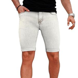 Pantalones Cortos de Mezclilla para Hombre, Cintura Alta, Corte Ajustado, Rectos, Casuales, Lavados, Moda de Verano - Product Image 3