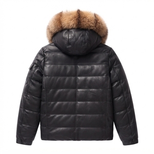 Veste d'hiver matelassée pour homme avec col en fourrure, alternative au duvet, fermeture éclair, vêtement d'extérieur - Product Image 2