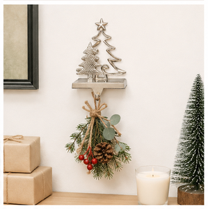 Polished Aluminum 3D Modern Christmas Tree <b>Stocking</b> Hook Heavy Duty Decorative Mantel Piece Garlands Festive Ornament - Product Image 6