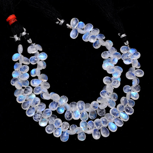 Piedra lunar blanca AAA de 7x10 mm, forma de pera, briolette, piedra lunar natural con fuego azul arcoíris, piedra semipreciosa, cuentas sueltas para joyería. - Product Image 5