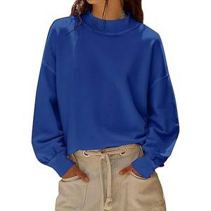 Blank Solid Color Women Oversized Polyester/Cotton Terry Fabric Lightweight Breathable Customized Logo <b>Drop</b> Shoulder OEM Service - Product Image 4