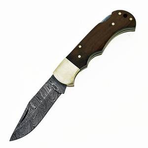 Couteau pliant artisanal à motif damas, à lame droite et pointe clip, avec verrouillage, compact, EDC, fournisseur en gros OEM ODM - Product Image 5