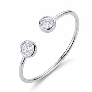 18K Real <b>Gold</b> Lab Grown Diamond 0.30ct Twin Round Brilliant Cut Open Cuff Bracelet <b>Bangle</b> Women Bridal Gift - Product Image 4