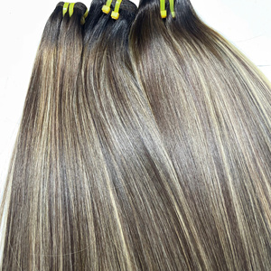 Paquete de Cabello Humano Vietnamita Virgen de Alta Calidad, Super Double Drawn, Liso, con Cierre de Encaje Transparente, Color Piano Mixto - Product Image 3