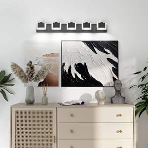 Lámpara de Baño Moderna de 5 Luces LED, Aplique de Pared Negro con Luz Descendente, Temperatura de Color de 6000K para Iluminación Sobre el Espejo - Product Image 2