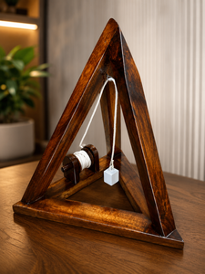 Niveau triangulaire traditionnel de maçon avec ligne de plomb et plomb de plombée - Product Image 1