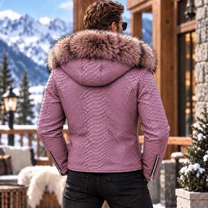 <b>Men's</b> High Quality Embossed Python Leather <b>Summer</b> Breathable Casual Motorcycle Jacket Designer Biker <b>Coat</b> | Herren Lederjacke | - Product Image 2