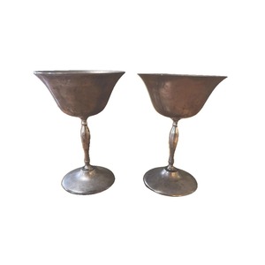 On Sale Aluminum <b>Goblet</b> Bell Shape Vintage Cocktail Glass Set Of 2 Durable Metal <b>Wine</b> Cup For Party - Product Image 1