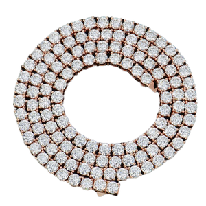 Luxury Rose Gold Round Moissanite Diamond Tennis <b>Chain</b> <b>Iced</b> <b>Out</b> VVS Hip Hop Necklace Unisex Statement Jewelry Premium Design - Product Image 1