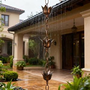 Cadena de lluvia con forma de flor, perfecta para decoración de jardines exteriores con temática floral y como acento decorativo para entradas y caminos, procedente de la India. - Product Image 6