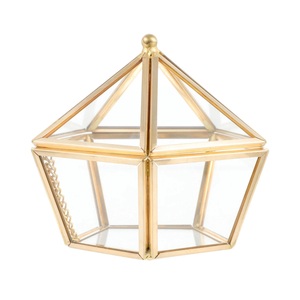 Transparent Copper Jewelry <b>Box</b>, Geometric <b>Hexagon</b> Ring Organizer Holder, Clear Glass Tabletop Storage Case for <b>Gifts</b> - Product Image 4