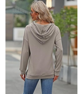 Service OEM – Sweat à capuche personnalisable pour femme, 100 % coton, manches longues, col tombant, imprimé, confortable, hiver - Product Image 5