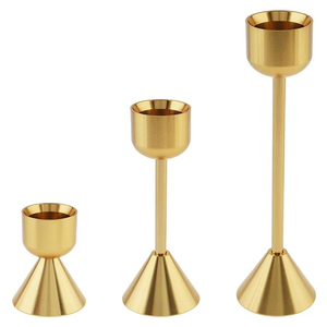 Gold Taper Candle Holders Set of 3 Metal Candlestick Holders for Table Centerpiece Modern Decorative Candle <b>Stands</b> for Christmas - Product Image 1
