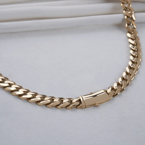 Solid 18K Real Gold Plated Miami Chain Necklace Zinc Alloy Link Chain For Unisex Daily Wear Jewelry Gift - Product Image 1