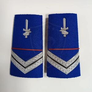 Placas de hombro personalizadas de terciopelo azul con estrellas doradas, insignias bordadas de metal azul tejido para uniforme, para coser - Product Image 5