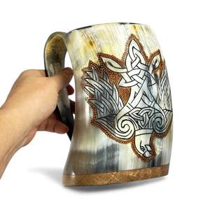 Tazas de cerveza de cuerno premium listas para enviar, tazas y jarras de cuerno natural de vaca/búfalo, impresión de logotipo personalizado, tazas estilo vintage, ¡venta caliente! - Product Image 3