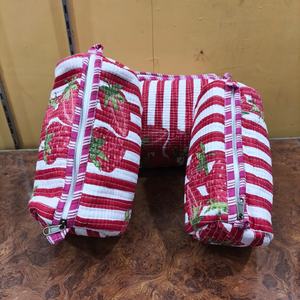 Estuche de Maquillaje de Tres Piezas Reutilizable con Cierre de Cremallera, Diseño de Frutas, Acolchado, de Algodón Ecológico, para Primavera/Invierno - Product Image 4