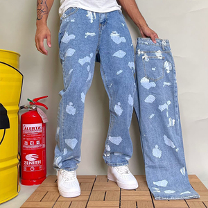 Custom logo Designer Baggy <b>Stretch</b> Fold Jeans Fringe Skinny Flared Jeans Wide-leg Cotton Jeans for <b>Men</b> With Premium Quality - Product Image 5