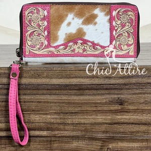 Premium Hand Tooled Genuine Leather <b>Wallet</b> Clutch Cowhide Western Floral Carved Wristlet <b>Purse</b> Handmade <b>Women</b>’s Clutch <b>Purse</b> - Product Image 1