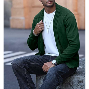 Custom <b>Men's</b> 100% Cotton Knitted Comfortable Solid Pattern Full Sleeve Light V Neck Casual Summer <b>Cardigan</b> Sweater Outerwear - Product Image 1