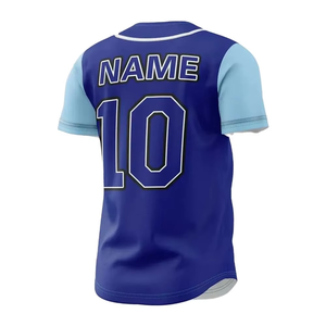 Camiseta de Béisbol Personalizada con Nombre Impreso por Sublimación, 10 Mangas Azul Claro, Unisex, para Adultos, para Equipos, para Todas las Temporadas - Product Image 3