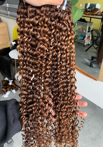 Peluca ondulada negra larga para mujer con cabello de trama única frontal rizado que teje el grado de cabello Remy de Vietnam Real 100% - Product Image 5