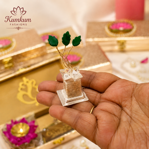 Best Selling Premium Gold Finish Luxury Handmade <b>Festive</b> Favors Return <b>Gift</b> Box Set Lotus Tealight Shubh Labh Diwali Wedding - Product Image 5