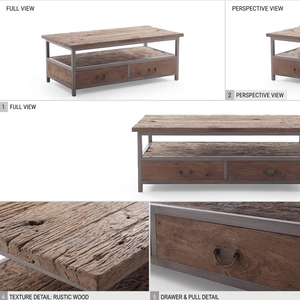 Mesa de Centro Contemporánea Ciora Premium, Duradera, de Madera Reciclada con Estructura Metálica, Mesa de Almacenamiento, Precio de Fábrica al por Mayor, para Interiores - Product Image 5