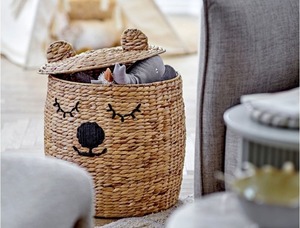 Cute Animal Shaped Natural Water Hyacinth <b>Storage</b> <b>Baskets</b> With Lid For Children's <b>Toy</b> <b>Storage</b> Woven <b>Basket</b> Made from Vietnam - Product Image 2