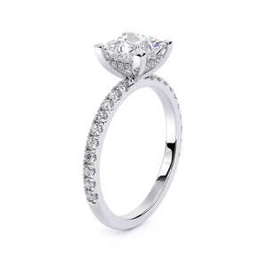 Anillo de Compromiso con Diamante Cultivado en Laboratorio, Corte Princesa, 2 CTW, Banda Pavé, Oro Sólido de 14K, Chapado en Rodio de Lujo, Anillo de Propuesta de Matrimonio - Product Image 4