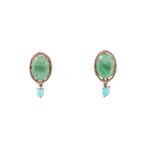 Boucles d'oreilles Gajaah intemporelles en argent sterling 925 avec pierre précieuse verte émeraude royale pour femmes, ensemble pour mariage, fiançailles et fêtes - Product Image 1