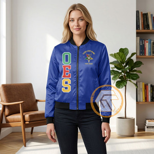 Customized Order Eastern <b>Star</b> Satin Embroidered Quilted Windproof Breathable Waterproof Autumn Varsity <b>Jacket</b> Stand 100% Silk - Product Image 2